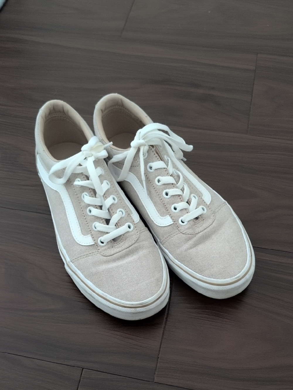Vans Beige and White Canvas Sneakers